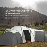 Tunneltält Familjetält Grå av Polyester för Camping 6-9 Personer med 3 Sovrum och Vardagsrum Vattenpelare 2000 mm