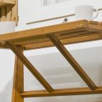 Trädgårdsbänk med Bord 2-i-1, Smart Utemöbel i Lärkträ, Omvandlingsbar Bänk till Matgrupp, Teak-Look