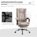 Ergonomisk Kontorsstol med Fotstöd, Bekväm Snurrstol i Mikrofiber med Liggfunktion, Avslappnande Arbetsstol för Långa Dagar, Grå, 63 x 71 x 110-118 cm