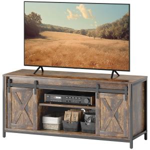TV-Bänk TV-Skåp Brun av Trä för Vardagsrum Lowboard med 2 Skåp och Hyllor upp till 60 Tum 120 x 40 x 54 cm