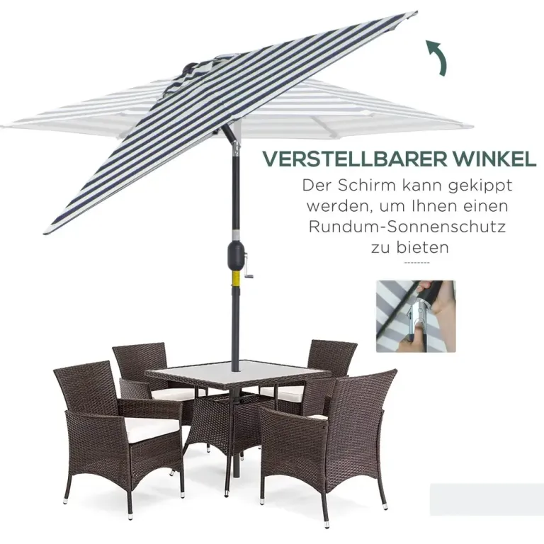 Runt Trädgårdsparasoll med Ränder Klassiskt 230 x 216 cm