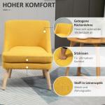 Matsalsstol i Linnetyg med Armstöd, Bekväm Kökstol med Träben, Elegant Fåtölj för Vardagsrum och Kontor, Gul