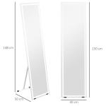 Helfigursspegel Väggspegel Vit av Glas och Metall för Sovrum med LED Belysning 3 Ljusfärger Touchknapp 40 x 150 cm