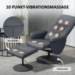 Massagestol med Fotpall, 10 Vibrationspunkter, Konstläder, Mörkgrå, 76 x 81 x 105 cm