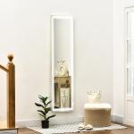 Väggspegel med LED-Belysning, Modern Spegel med Aluminiumram, Elegant Inredning för Badrum och Sovrum, Silver/Guld