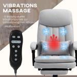Kontorsstol Massagestol Grå av Tyg och Metall för Kontor Ergonomisk Skrivbordsstol med Liggfunktion