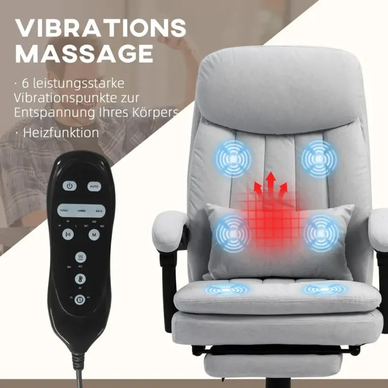 Kontorsstol Massagestol Grå av Tyg och Metall Ergonomisk