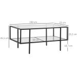 Soffbord i Glas med 3 Hyllplan, Modernt Sidobord med Svart Stålram, Elegant Förvaring för Vardagsrum, Svart, 100 x 55 x 45,5 cm