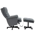 Massagekontorsstol med Fotpall, 8 Vibrationshuvuden, Fjärrkontroll, Sidoficka, Grå