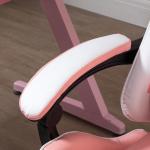 Ergonomisk Gamingstol i Rosa, Bekväm Datorstol med Nackstöd och Svankkudde, Justerbar Snurrstol för Spel och Arbete, Rosa/Vit