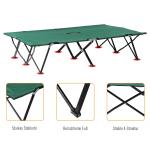 Dubbel Campingsäng med Bärväska, Hopfällbar Tältsäng för 2 Personer, Robust Extrasäng för Utomhusbruk, Grön/Svart, 193 x 125 x 40 cm