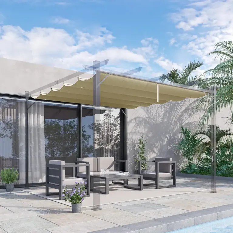 Ersättningstak Pergola Tak Beige av Polyester 3 x 3 m
