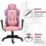 Gaming Chair Ergonomisk Kontorsstol Snurrstol Justerbar Massage Svankkudde Höjdjusterbar Rosa och Lila 69 X 56 X 125,5 Cm