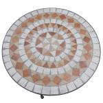Trädgårdsbord Mosaikbord Runt Balkongbord Sidobord Stål och Keramik Orange och Vitt Ø60 X H71 Cm