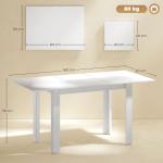 Utdragbart Matbord 120-160 x 70 cm för 4-6 Personer i Högblank MDF, Vit