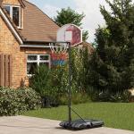Basketkorg Basketstativ Flerfärgad av Stål och Plast för Utomhusbruk Höjdjusterbart Stativ med Hjul 179-209 cm