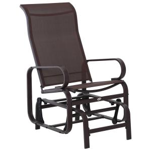 Gungstol för Utomhusbruk, Bekväm Relaxstol i Textilene med Stålram, Väderbeständig Design för Terrass, Svart, 60 x 75 x 104 cm
