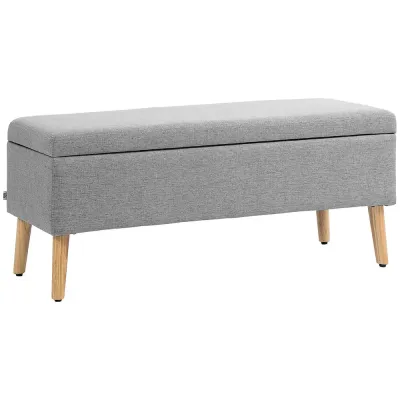 Stoppad Förvaringsbänk Linnelook 110 x 39 x 45 cm, Grå