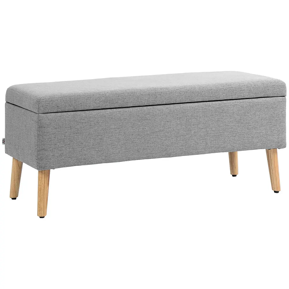 Stoppad Förvaringsbänk Linnelook 110 x 39 x 45 cm, Grå