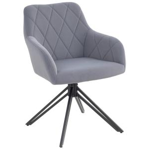 Matsalsstol Stoppad Stol med Armstöd Stålgrå av Sammetslook ve Metall för Kök ve Vardagsrum Köksstol i Retrodesign 58 x 60,5 x 79 cm