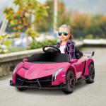 Elbil Barnbil Lamborghini Rosa av Plast och Metall för Barn 3-6 År med Fjärrkontroll och Bluetooth Musikfunktion max 30 kg