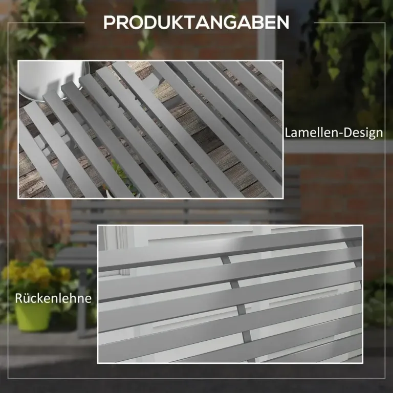 Trädgårdsbänk Grå av Aluminium 123 x 67 x 79 cm