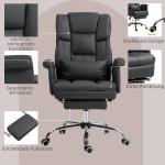 Ergonomisk Kontorsstol, Höjdjusterbar 48–56 cm, Lutande Ryggstöd och Fotstöd, Svart