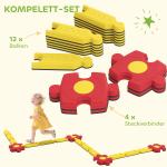 Barnbalansbalkset, Anpassningsbart i Plast med Flexibla Delar, Gul+Röd