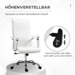 Ergonomisk Kontorsstol i Vitt Konstläder, Bekväm Skrivbordsstol med Gungfunktion, Stilren Design för Moderna Kontor, Vit, 54 x 62 x 104-114 cm, 120 kg