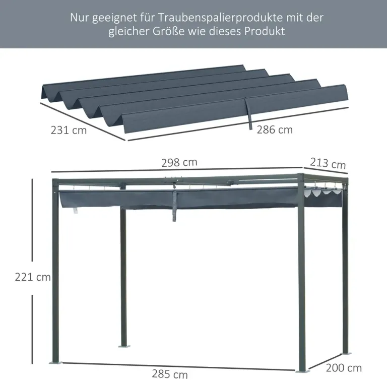 Ersättningstak för Pergola Takduk Mörkgrå 3 x 2,15 m