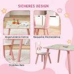 Barnmöbelgrupp Bord och 2 Stolar Rosa Furuträ för Barnrum Gulligt Djurmotiv Robust Sittgrupp för Barn 3 till 8 år Säker och Bekväm