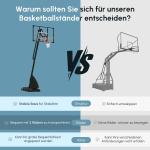 Basketstativ Basketkorg Svart av Stål och Plast för Trädgård och Idrottsplats Höjdjusterbart med Rullbar Bas 293-350 cm
