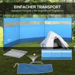 Vindskydd Campingskyddsskärm med Fönster Blå av Tyg för Camping och Strand Vikbart Staket för Trädgård och Terrass 440 x 140 cm