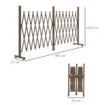 Lång Saxgrind Utdragbar Barriär Aluminium på Hjul Flexibel Avspärrning för Uppfart och Trädgård Brun 52-405 X 103,5 Cm