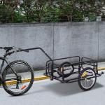 Cykelsläp Lastvagn 40 Kg Lastkapacitet med Fällkoppling Robust Transportvagn för Cykel Svart 155 X 71,5 X 77 Cm