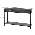 Smalt Konsolbord 2 Lådor Elegant Sidobord med Hylla för Hall och Vardagsrum Stabil Stålram Grå 120 X 30 X 81,5 Cm