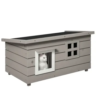 Katthus med Asfalttak Kattgrotta 87 x 52 x 44 cm