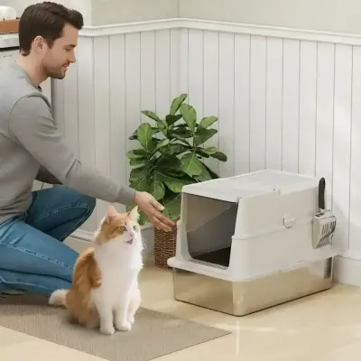 Kattlåda Katt-Toalett med Filter & Tak
