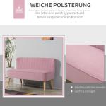 2-Sitsig Soffa i Rosa Sammet, Modern Loungesoffa med Träben, Bekväm Sittplats för Vardagsrum och Sovrum, Rosa, 117 x 56,5 x 77 cm
