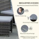 Matgrupp i Konstrotting 4 Personer, Bekväm Utemöbel med Soffa och Bord, Väderbeständig Design för Terrass, Grå