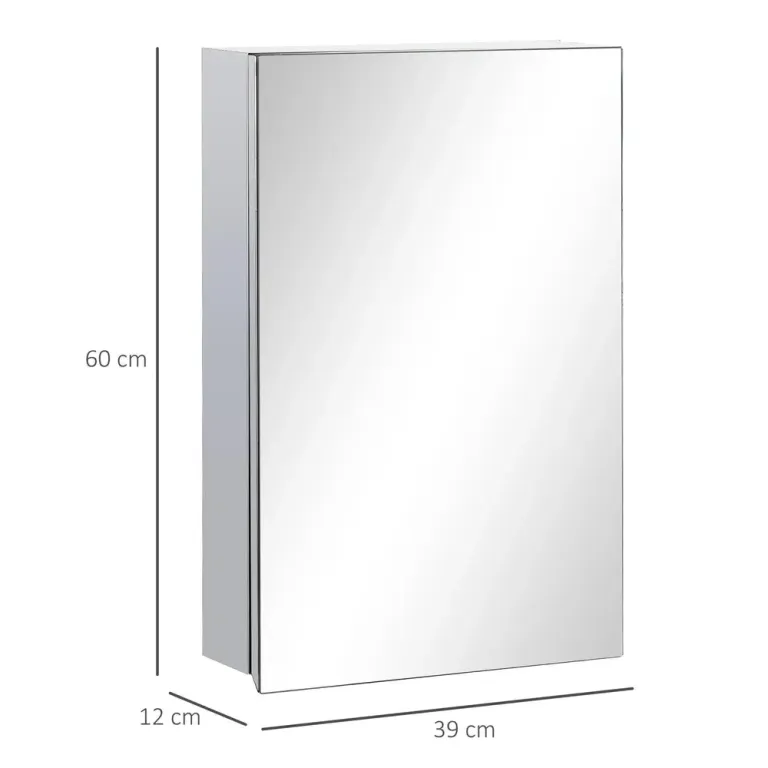Kleankin Spegelskåp Medicinskåp Silver 39 x 12 x 60 cm