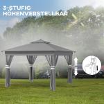 Hopfällbar Paviljong Trädgårdstält Mörkgrå av Tyg och Metall för Trädgårdsfester Pop-Up Tält med LED och Sidovägg 3 x 3 m