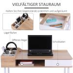 Skrivbord med Förvaringsfack, Modernt Datorbord med Rymlig Låda, Mångsidig Arbetsstation med Stor Bordsskiva för Kontor, Vit/Ek
