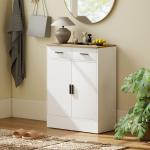Skänk med Lådor och Skåp Natur Trä och Vit MDF för Kök och Hall Rymlig Förvaringsmöbel med Justerbara Hyllplan Modern Skandinavisk Design Robust