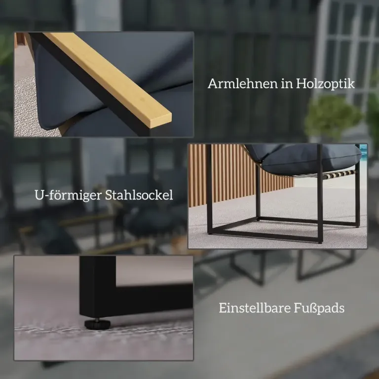 Trädgårdsmöbler Balkongmöbler Set för 4 Personer Grå
