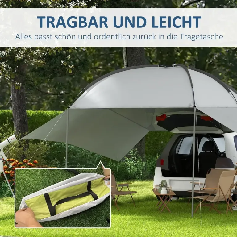 Biltält Baktält Grå av Tyg och Stålram 3 x 2,6 x 2,3-2,6 M