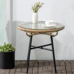 Trädgårdsbord i Bohostil med Härdat Glas och Väderbeständig Yta för Balkong Hållbar och Stabil Beige PE-rotting 50 x 50 x 50 cm