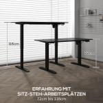 Skrivbord Ståbord Svart av Spånskiva och Metall för Kontor Elektriskt Höjdjusterbart med Anti-Kollision 140 x 70 x 72-116 cm