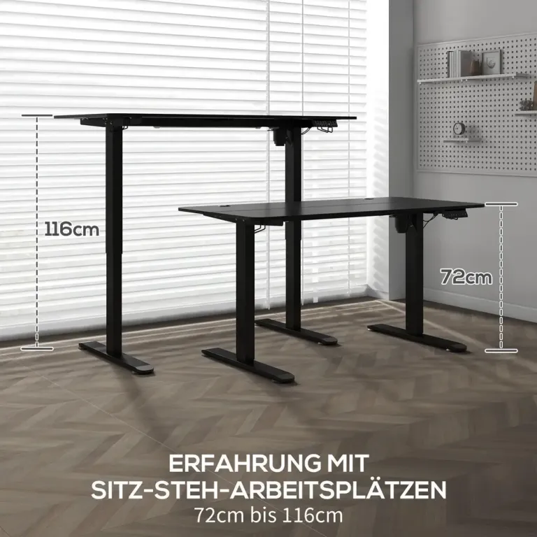 Skrivbord Ståbord Svart av Spånskiva 140 x 70 x 72-116 cm