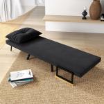 Relaxfåtölj i Skandidesign inkl Kudde med Knappdekor för Vardagsrum och Sovrum Ergonomisk och Avkopplande Svart Tyg och Trä